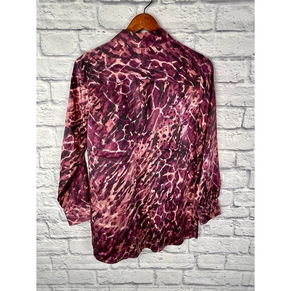 SOFT SURROUNDINGS Women's Purple Pink Vivi Silk Animal Prints Blouse Small - Picture 5 of 5